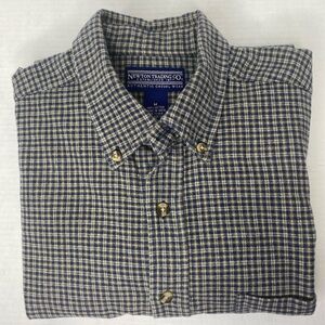 Newton Trading Co. Blue and Cream Plaid Flannel Men's Shirt. Size Med